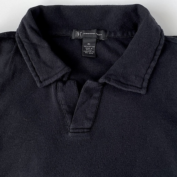 INC International Concepts Men’s Black Cotton Tees Polo Shirt - XL - Pre-owned - Picture 4 of 5